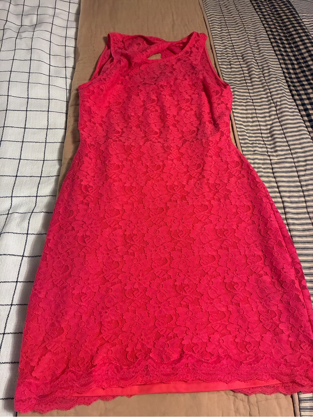Express Hot Pink Lace Sleeveless Mini Dress